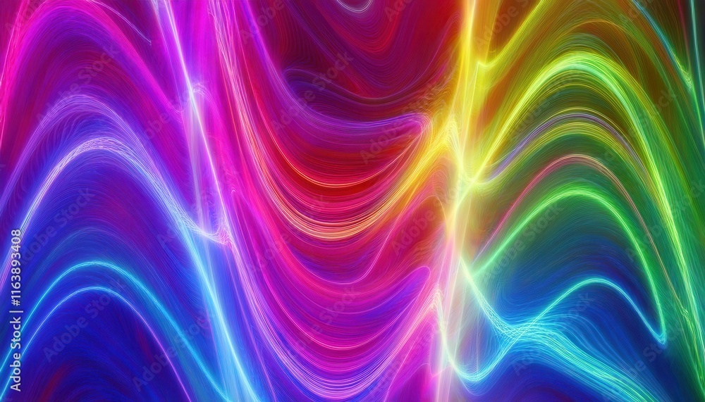 Aufkleber vibrant neon swirl art. multicolored abstract fluid design with flowing electric lines and gradient 