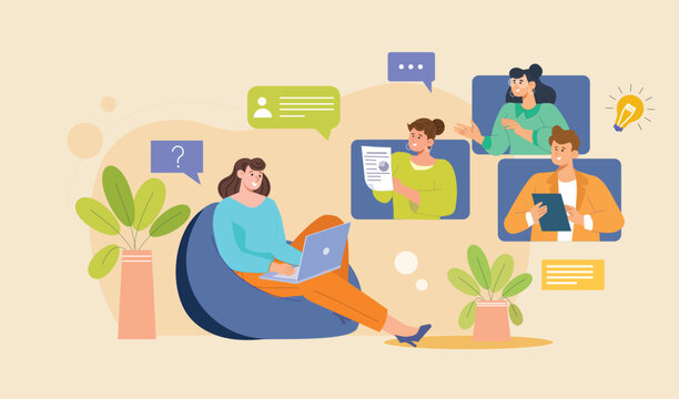 A vibrant depiction of personalized online coaching, featuring career guidance sessions, digital tools, and interactive learning environments.