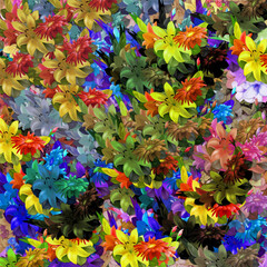 Adoabstract floral psychedelic background stylization of colored chaotic stickers in the form of leaves..be Illustrator Artwork