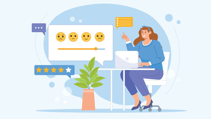 A sleek and interactive design showcasing user reviews, star ratings, and feedback systems, emphasizing trust-building and user satisfaction online.