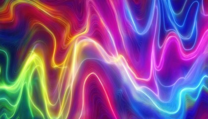 Vibrant Neon Swirl Art. Multicolored Abstract Fluid Design with Flowing Electric Lines and Gradient Lighting for Futuristic Backgrounds, Event Posters, Digital Branding, and Creative Projects