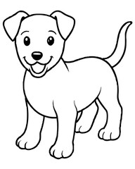 a line art dog  on white background