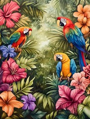 Fototapeta premium Serene Rainforest Watercolor Collection