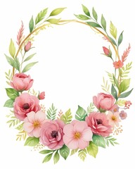 Obraz premium corona de flores de acuarela. tarjeta de invitación