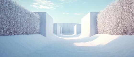 Winter Wonderland: A Minimalist Architectural Scene