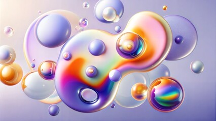 Purple color theme blobs fluid holographic effect background 3d liquid splash rainbow gasoline spill bubble