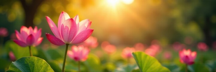 Fototapeta premium Sunlit petals unfurl, delicate artistry, tranquil park, beauty, romantic, spring