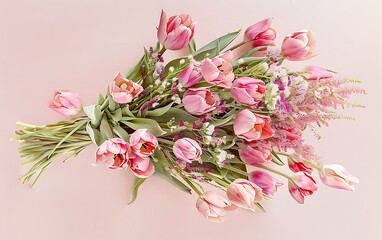 a bouquet of pink tulips