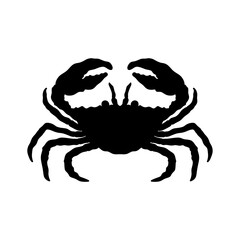 black and white crab silhouette isolated crab on white background