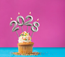 Happy New Year 2028 - Candles in the form of lit numbers