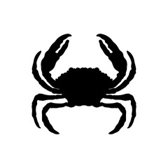 black and white crab silhouette isolated crab on white background