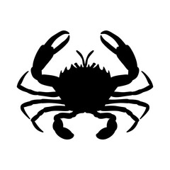 black and white crab silhouette isolated crab on white background