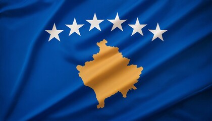 コソボの国旗(waving national flag of Kosovo.)
