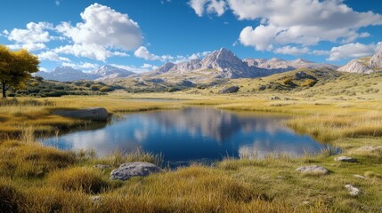 Obraz premium Serene Lake Amidst Mountains