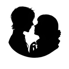 Romantic couple moments on transparent background 