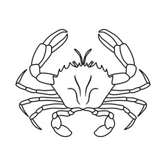 Crabs line art vector illustration. Seafood crab in outline for icon, logo, symbol .