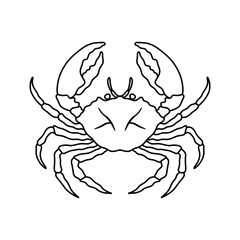 Crabs line art vector illustration. Seafood crab in outline for icon, logo, symbol .
