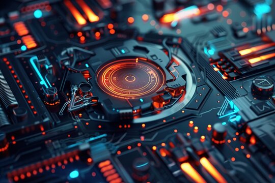 Fingerprint unlocking and fingerprint identification hi tech, mechanical technology background image, information hi tech, mechanical technology and security