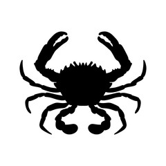 black and white crab silhouette isolated crab on white background