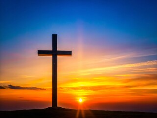 Minimalist Church Cross Silhouette, Simple Religious Symbol, Spiritual Background