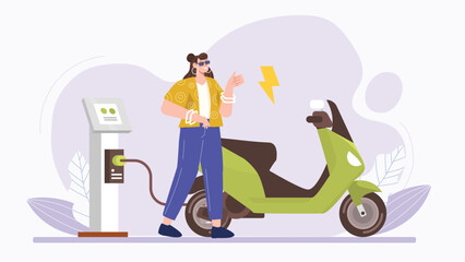 An eco-friendly design showcasing green mobility with electric vehicle charging stations, promoting sustainable and futuristic transportation solutions.