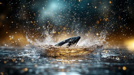 Fototapeta premium Bottle Making Waves in Water