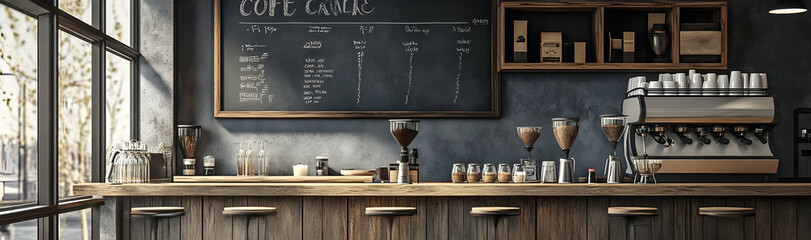 Coffee shop with a chalkboard sign  -