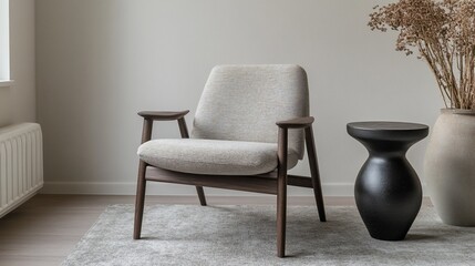 Mid-Century Modern Armchair in a Serene Interior