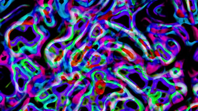 Colorful abstract shapes in frantic looped stop motion technique 2d animated video

