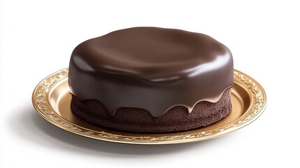 Decadent Chocolate Cake with Glossy Ganache Frosting and Elegant Plating