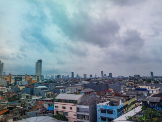 Jakarta Indonesia Air Scenery, View of the city center of Jakarta with tall buildings facing the...