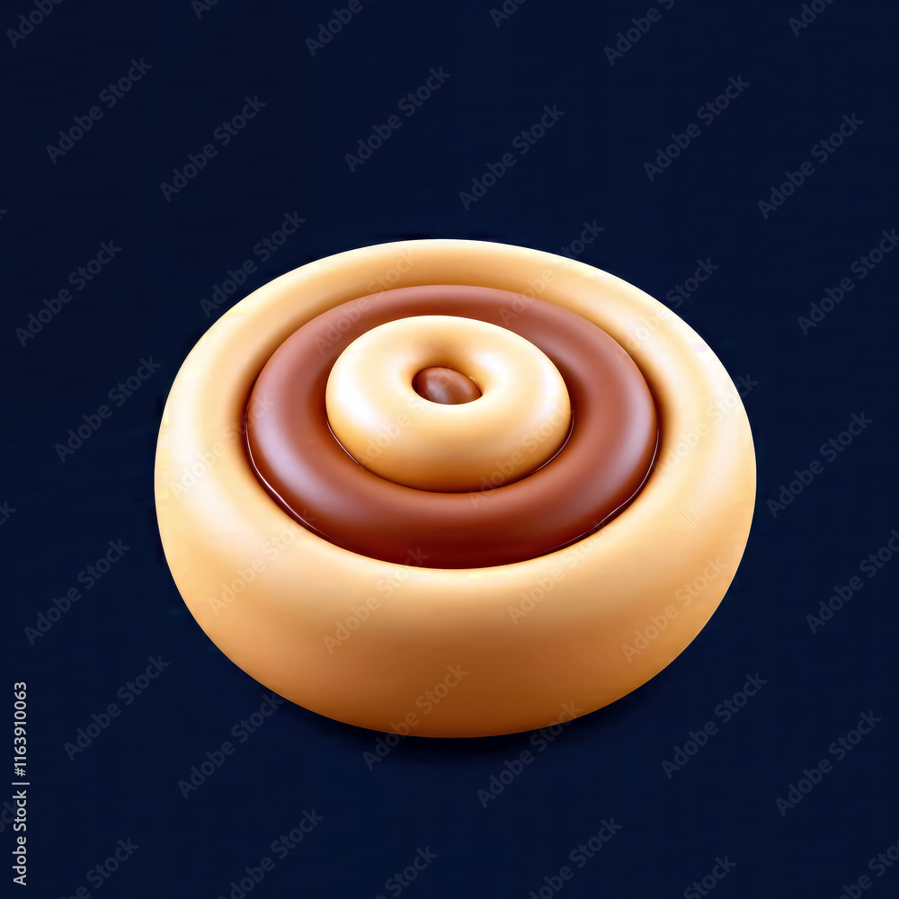 Poster 3d abstract concentric circles in beige and brown tones against dark blue background visually appeal