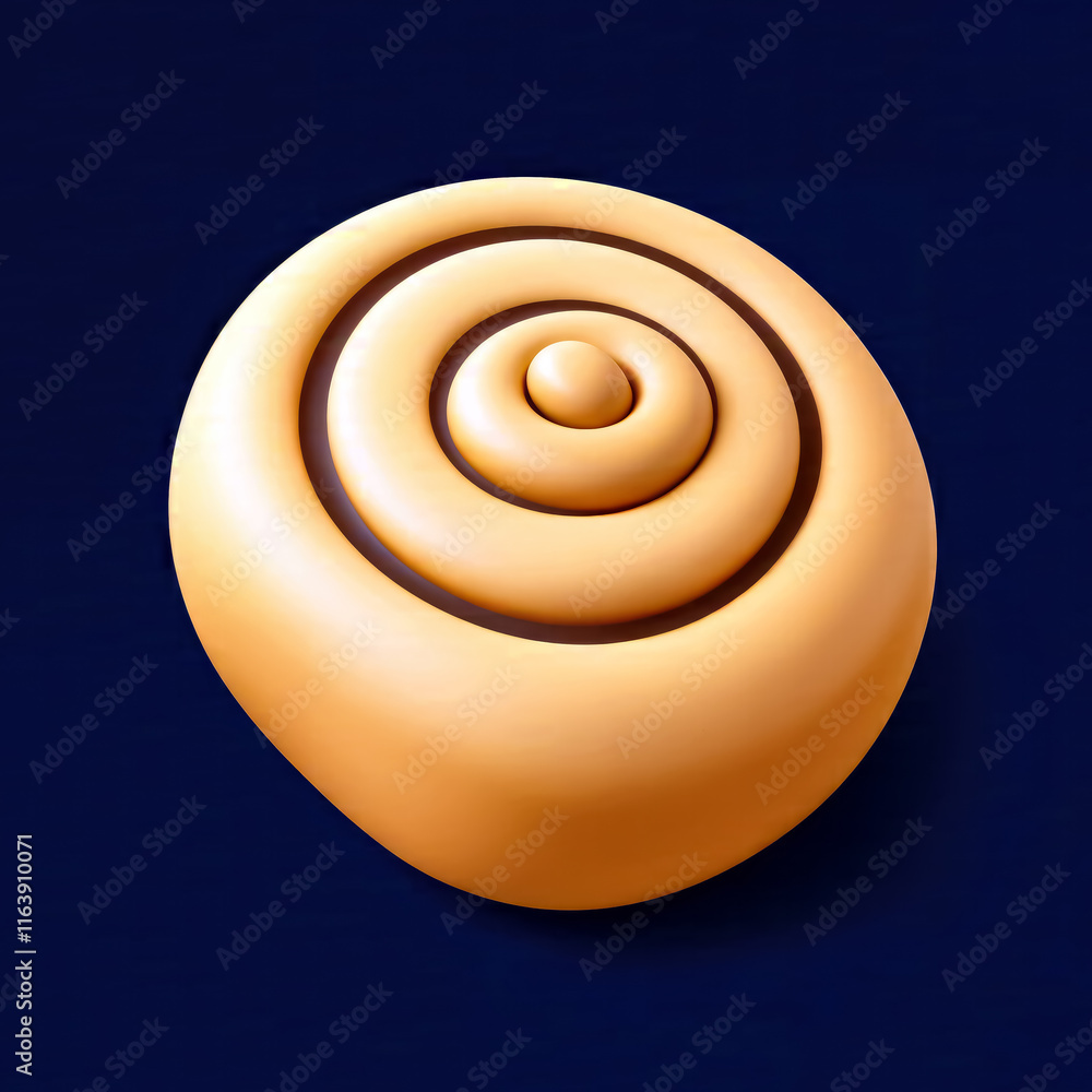 Poster 3d abstract spiral form pastel yellow dark blue background unique design element