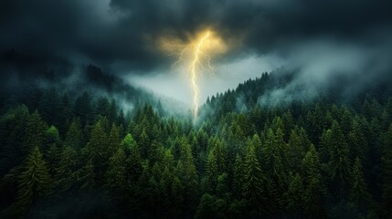 Obraz premium Forest Lightning Bolt Strikes