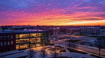 Vibrant Sunset over Modern Cityscape