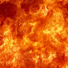 Obraz premium Realistische Flammen in intensiven Gelb- und Orangetönen. Kraftvolle Darstellung von Feuer und Wärme