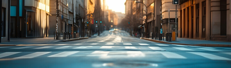 Obraz premium Empty Streets at the Intersection on a Sunny Day -