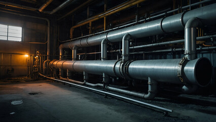 Industrial Railway Scene with Trains, Factories, and Steel Structures in a Manufacturing Zone