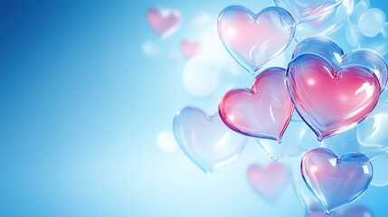 Pink hearts on blue
