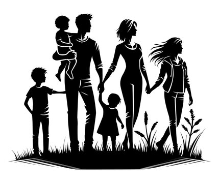 Silhouette of happy family vector. Element design for poster, business advertising, backdrop, banner. Eps 10