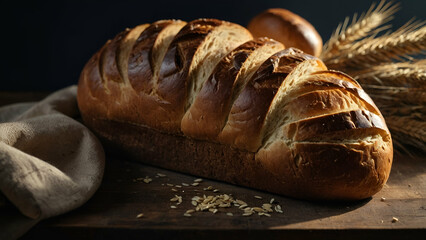 Freshly Baked Bread and Pastries in a Basket – Whole Wheat, White Loaf, and Grain Breakfast Options