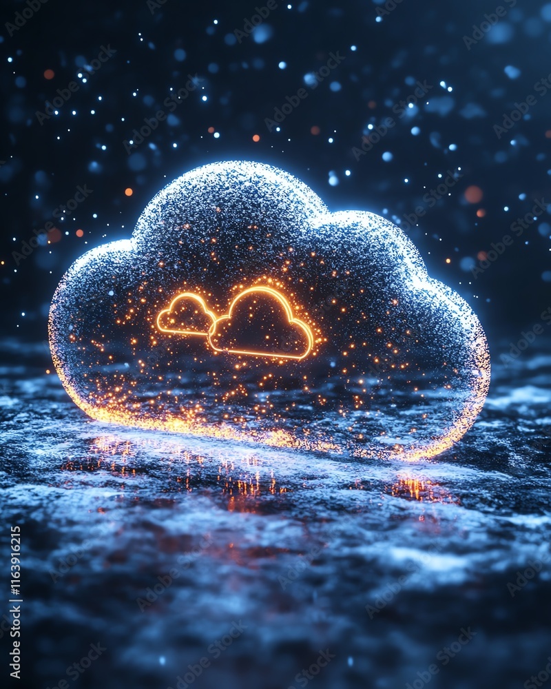 Aufkleber secure cloud storage concept with illuminated data encryption symbols, glowing cybersecurity element
