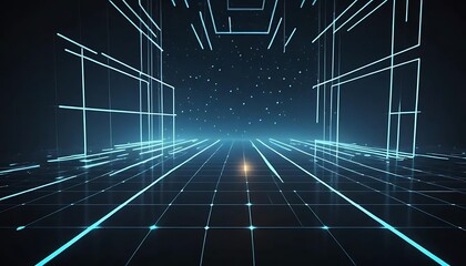 Abstract Futuristic Gridscape Digital Cityscape Design