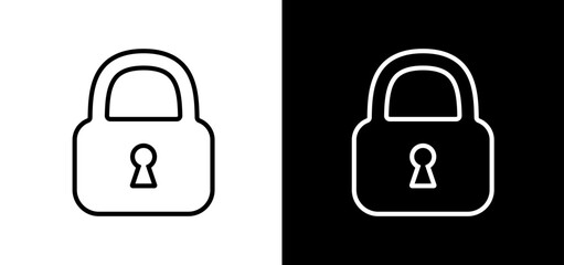 Black, white lock set outline design. Padlock icon to use for design projects for IT, password protection, cyberspace, internet security, privacy, webdesign. 