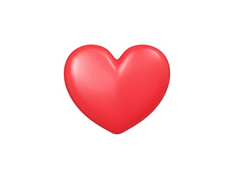 3D Red Heart. Valentine's Day design element. Cartoon realistic shape. Romantic emoji. Social media like. Object for greeting card. 3D Vector Illustration