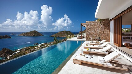 Fototapeta premium Luxury Villa with Infinity Pool and Breathtaking Ocean Views