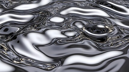 Liquid Metal Abstract Swirls, Flowing Dynamically