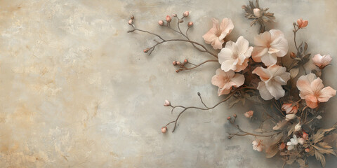 A delicate floral arrangement on a pastel textured background, highlighting elegance and natural beauty