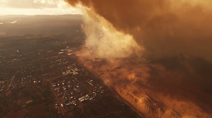 Stormy Skies Over Mining Town with Air Quality Concerns