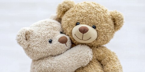 Obraz premium A teddy bear offering a symbolic bear hug to a child in need of comfort.